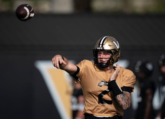 Vanderbilt University freshman quarterback Jared Curtis (2) throws in practice