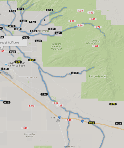 Six-hour rainfall totals