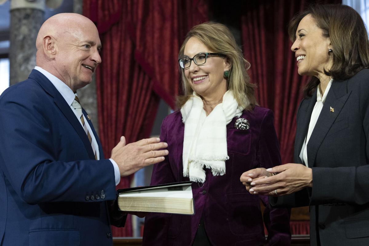 Mark Kelly with Kamala Harris