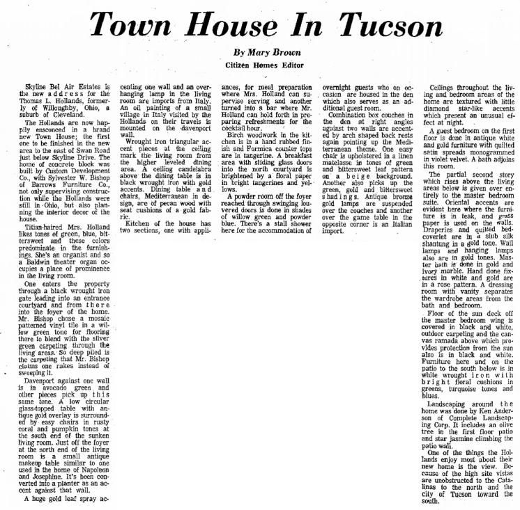 Tucson Citizen article Feb. 5, 1966