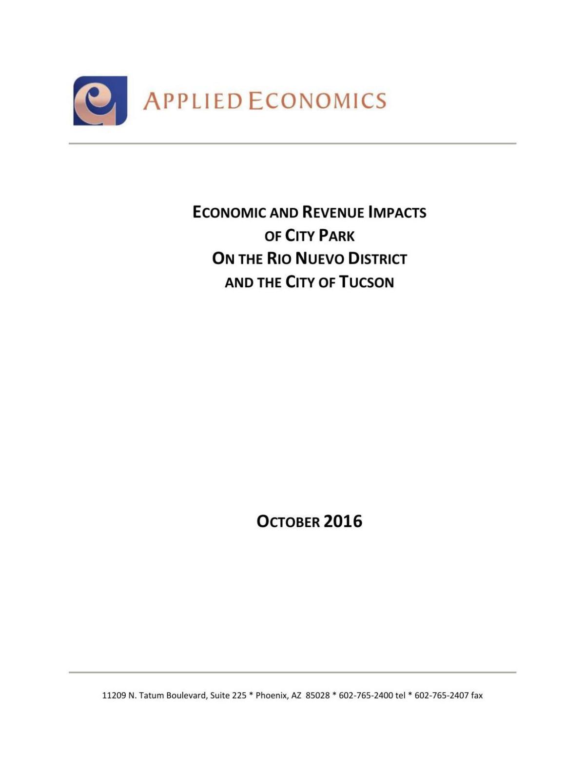 Economic analysis, City Park