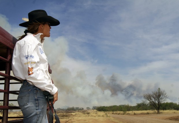 Grass fire burning near Empire Ranch