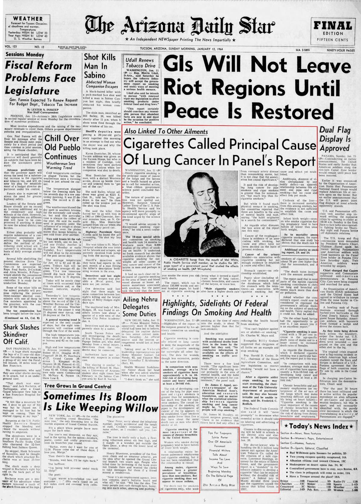 Jan. 12, 1964: Cigarettes cause lung cancer
