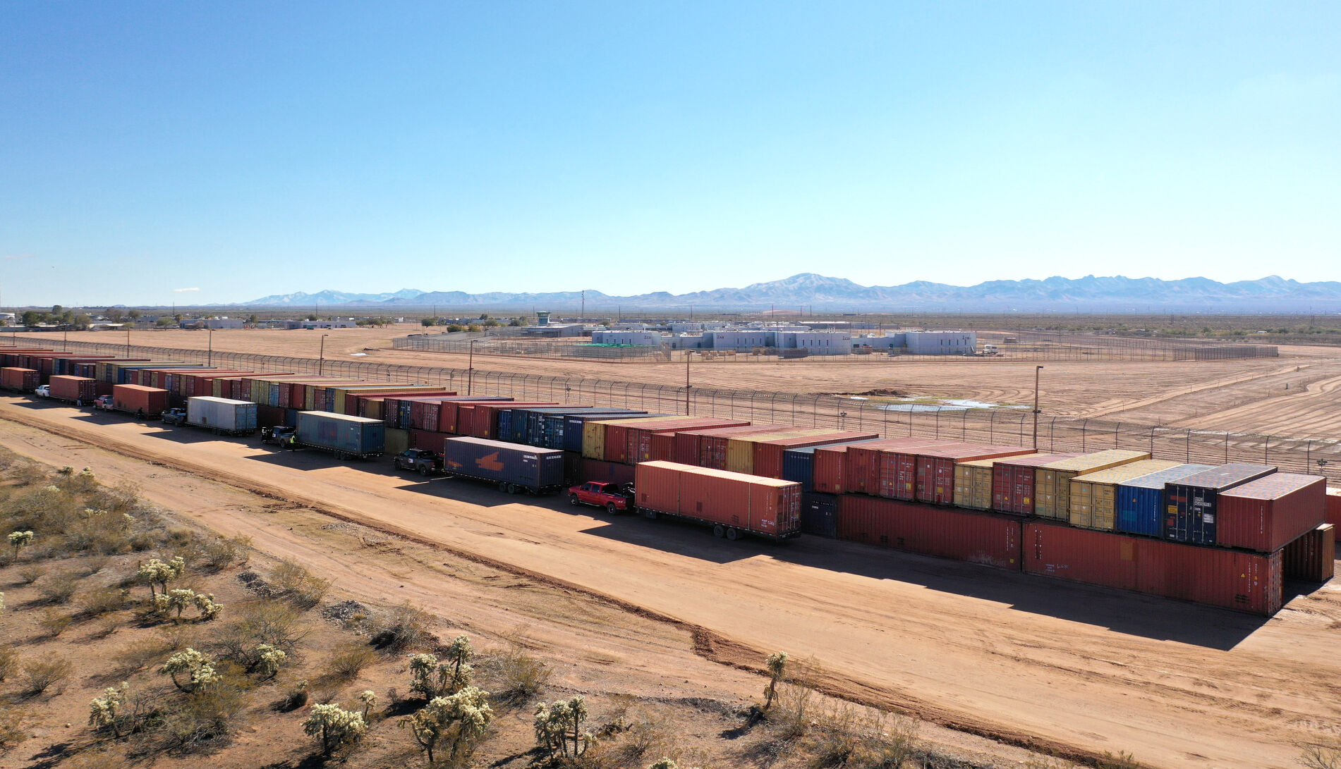 Shipping containers, border, Arizona, 2022