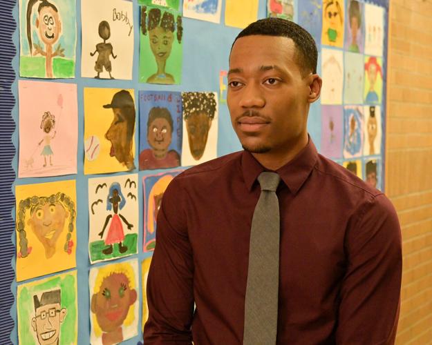 Tyler James Williams stars as new teacher Greg Eddie in ABC’ s“ Abbott Elementary.”.