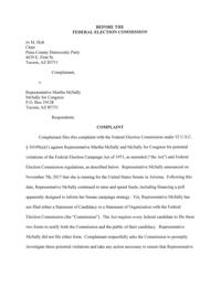FEC complaint, Pima Democratic Party vs McSally campaign