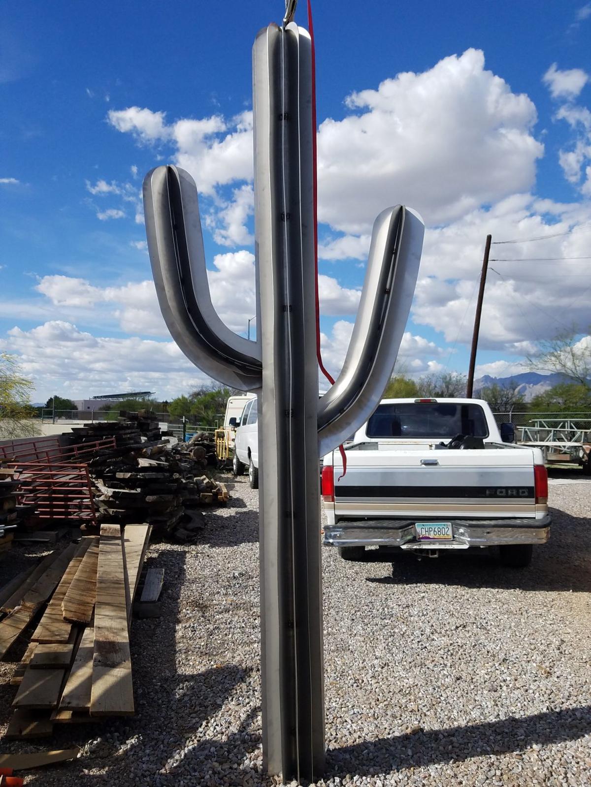 Steel saguaro sculpture, made in Tucson, now lives under the sea