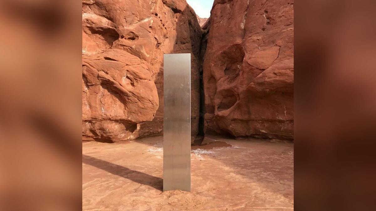 Utah helicopter crew discovers mysterious metal monolith deep in the desert