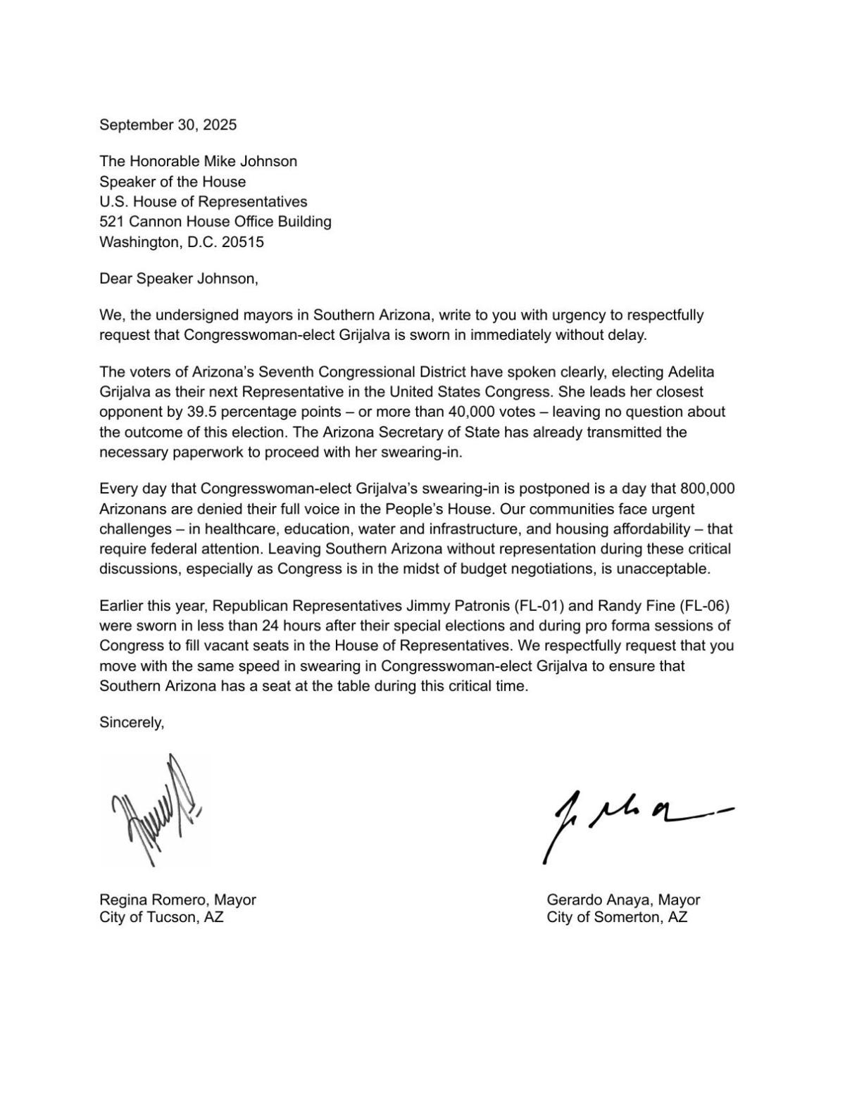 Mayors send letter to Johnson