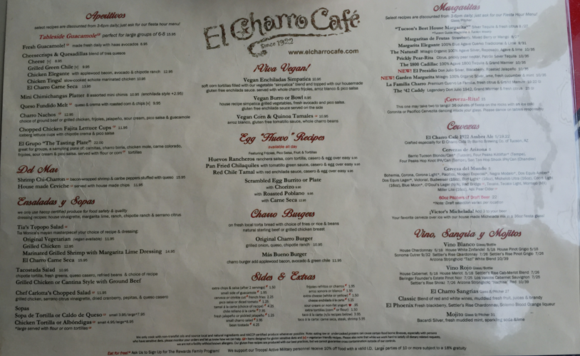 El Charro menu