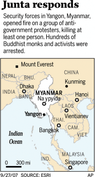 Myanmar regime seeks to crush protests; 1 killed  