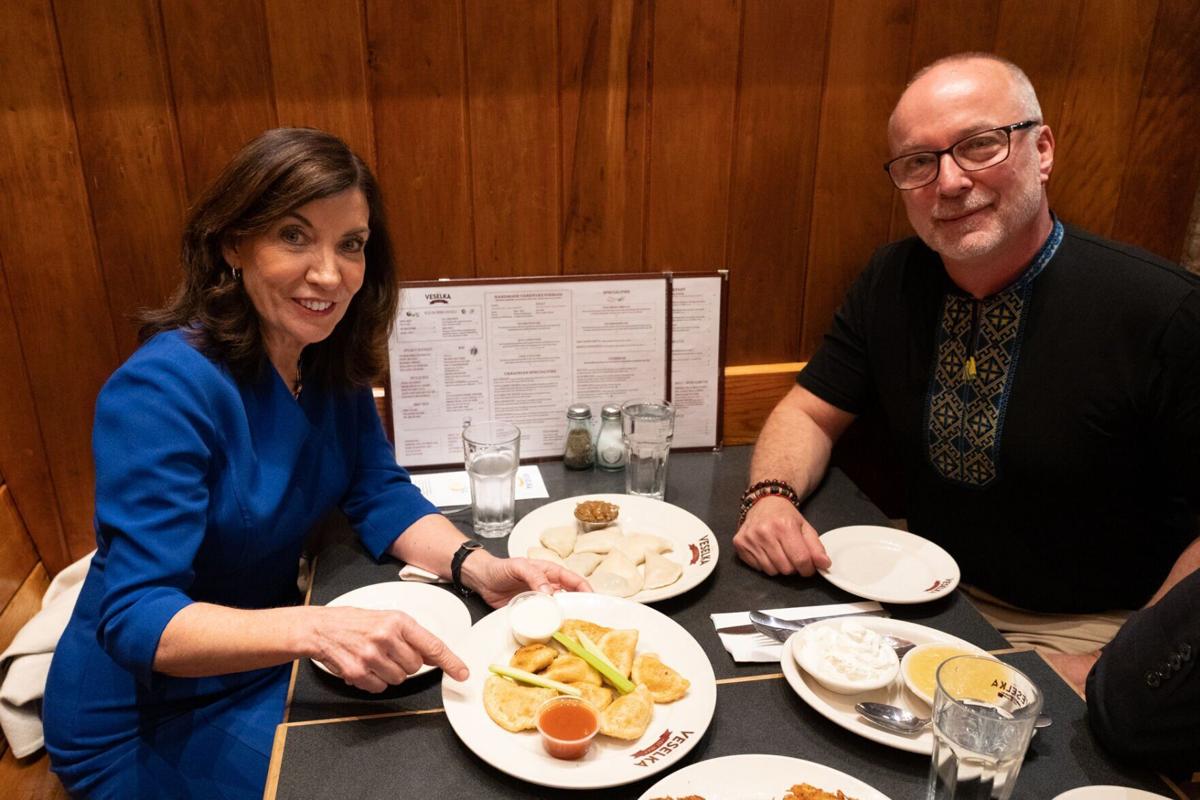 Hochul enjoys (?) Buffalo wing pierogis