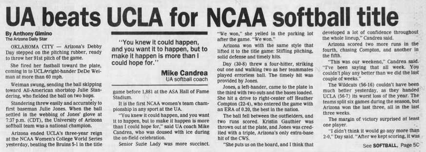 Arizona beats UCLA in 1991