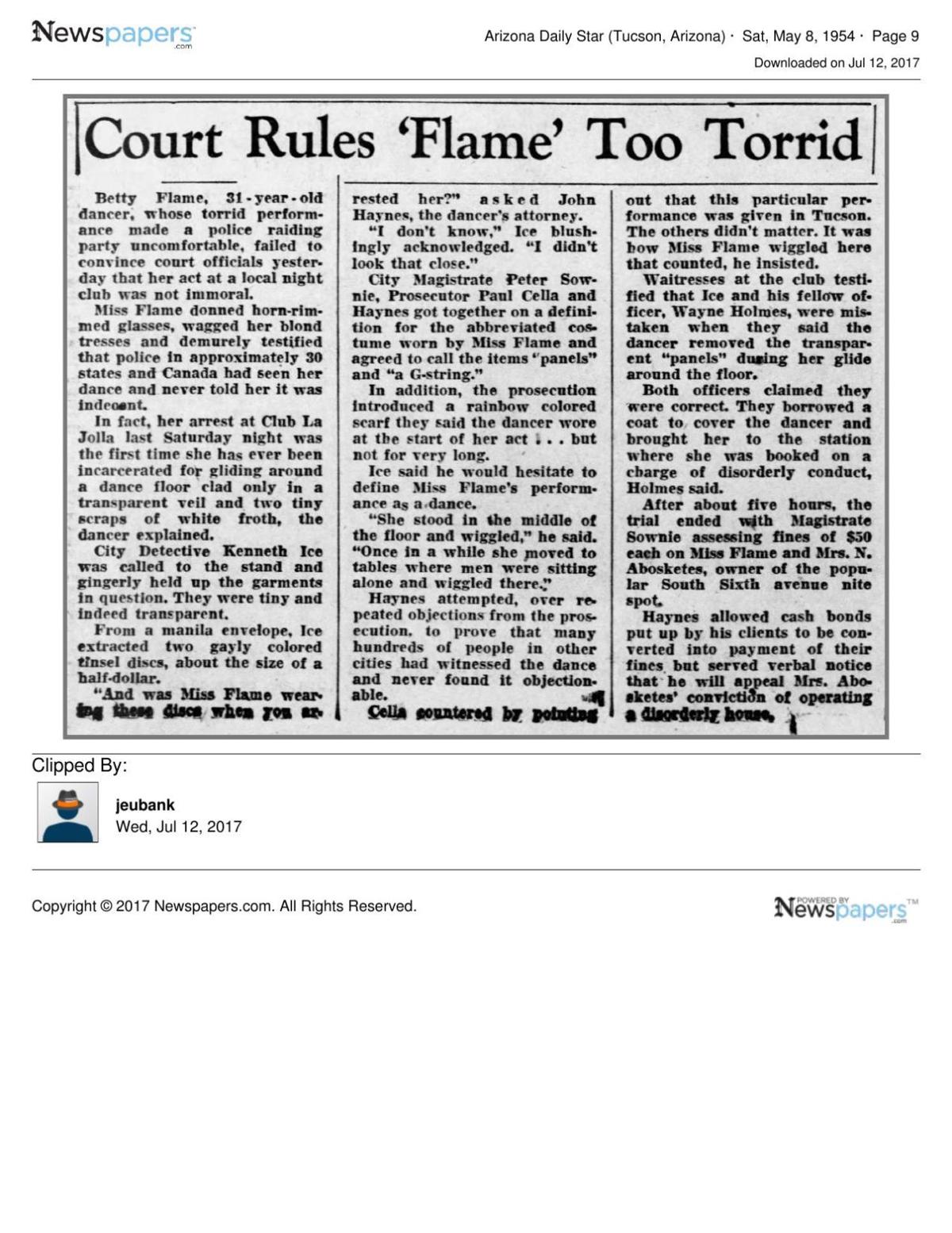 PDF: 'Flame' too torrid