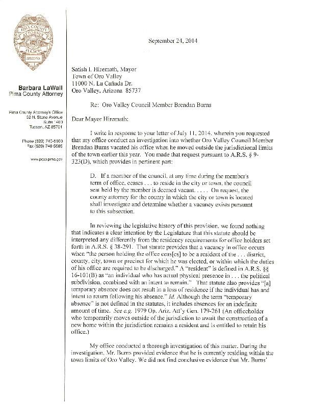 Pima County Attorney's opinion