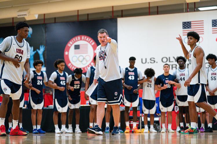 Brandon McCoy, Tommy Lloyd, Koa Peat at USA Basketball U19 practice