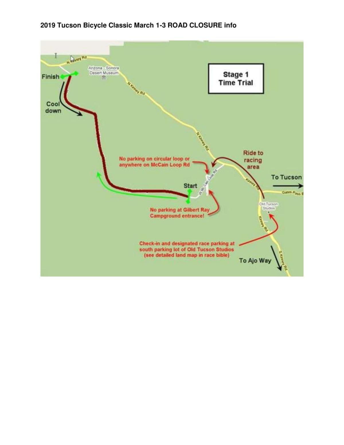 Tucson Bicycle Classic road closure maps