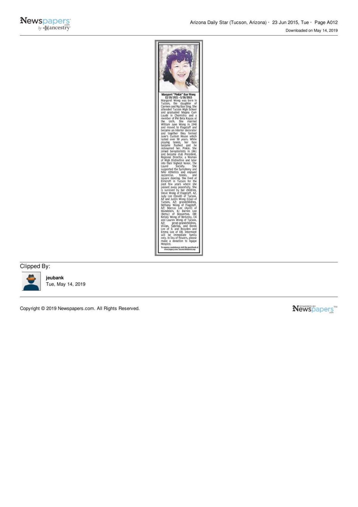 Arizona Daily Star article June 23, 2015