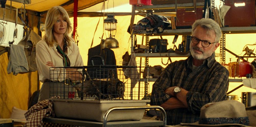 Ellie Sattler (Laura Dern) reunites with Alan Grant (Sam Neill) years after the events of "Jurassic Park" in "Jurassic World Dominion" (2022).