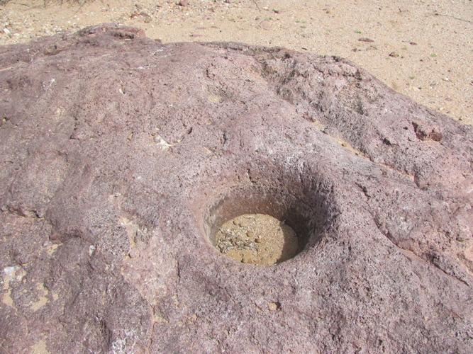 A bedrock mortar