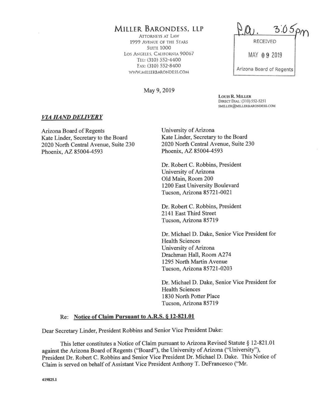 Ua President Hired Friend For 875k Job Despite Searcher S Misgivings Legal Claim Says Local News Tucson Com