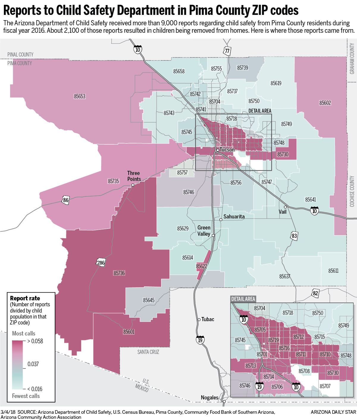 Map: Search Pima County Zip Codes To See Areas Of High Distress, DCS ...