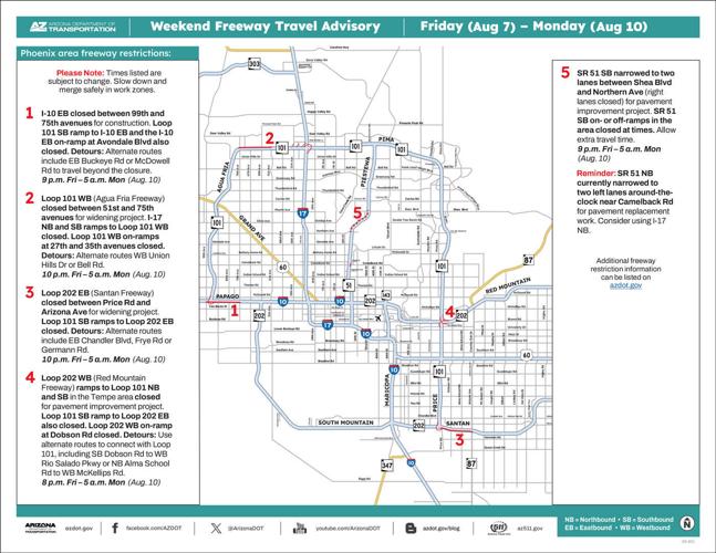 ADOT’s Weekend Freeway Travel Advisory (Aug. 7-10)