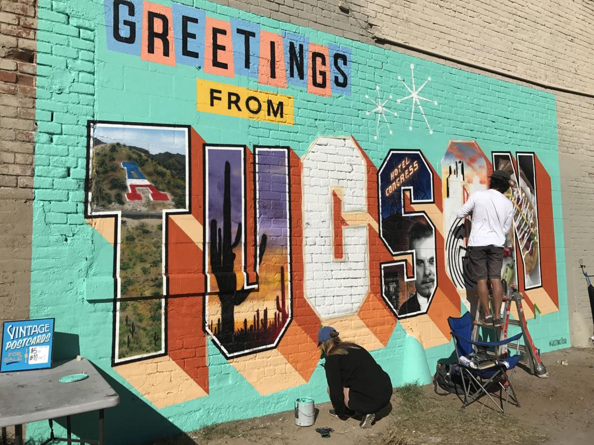 Greetings from Tucson New mural going up downtown tucson life