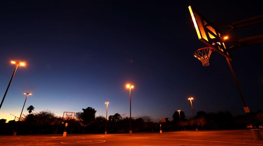 Shooting on Eastside basketball court