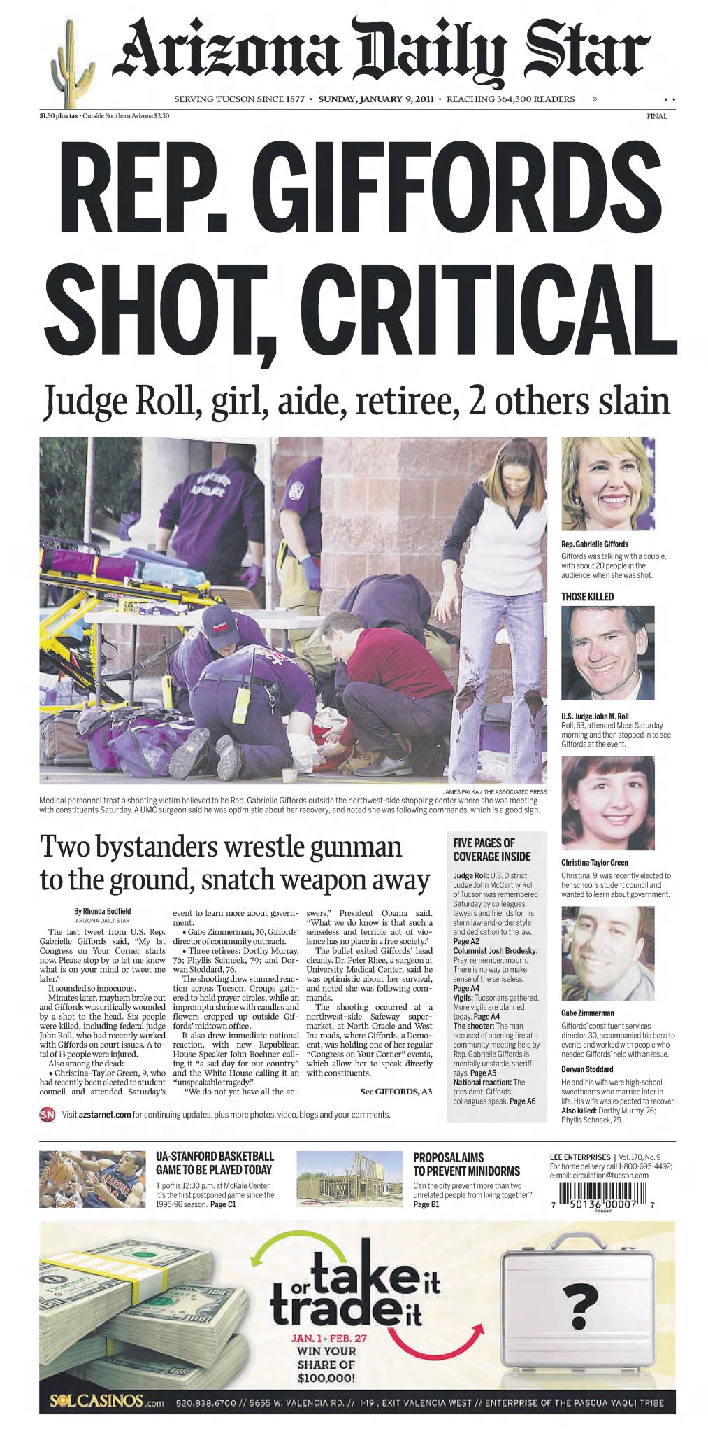 Jan. 9, 2011: Rep. Giffords shot; six killed