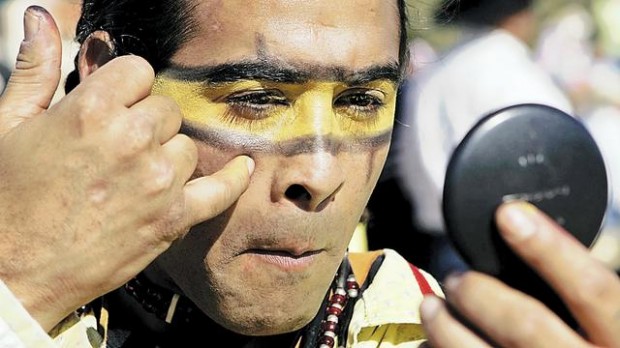 Native Americans gather for powwow in the park  