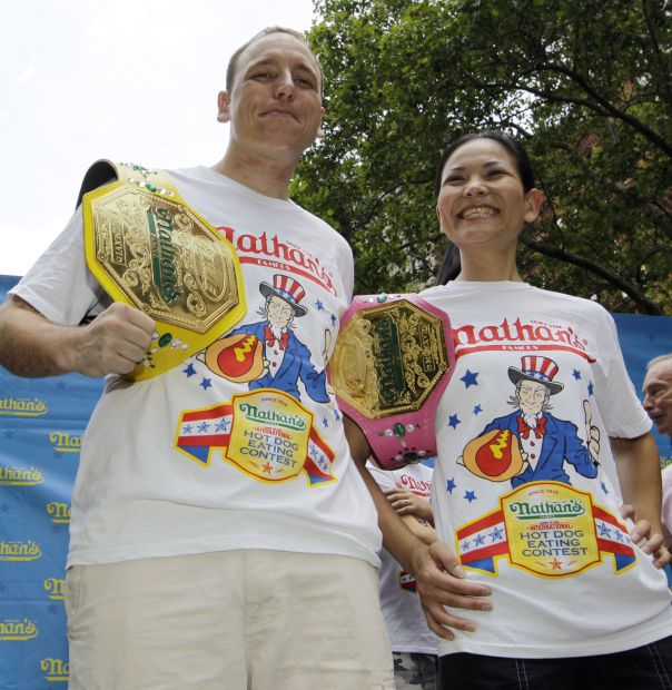 Joey Chestnut, Sonya Thomas, Michael Bloomberg