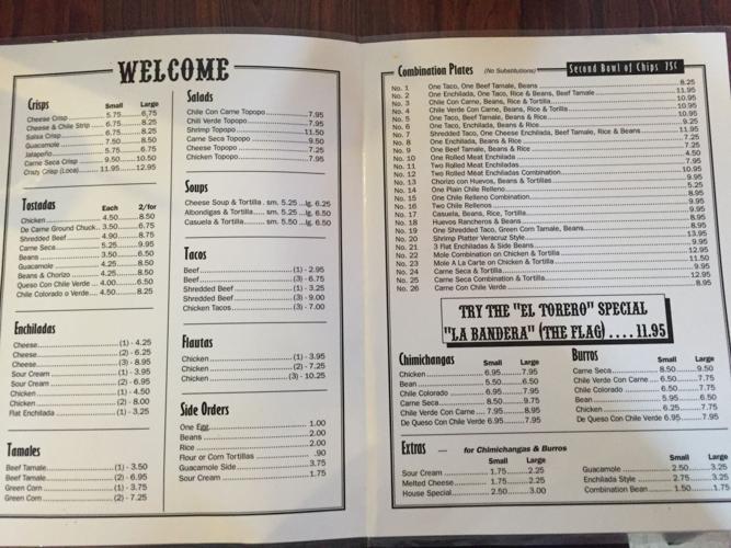 El Torero menu