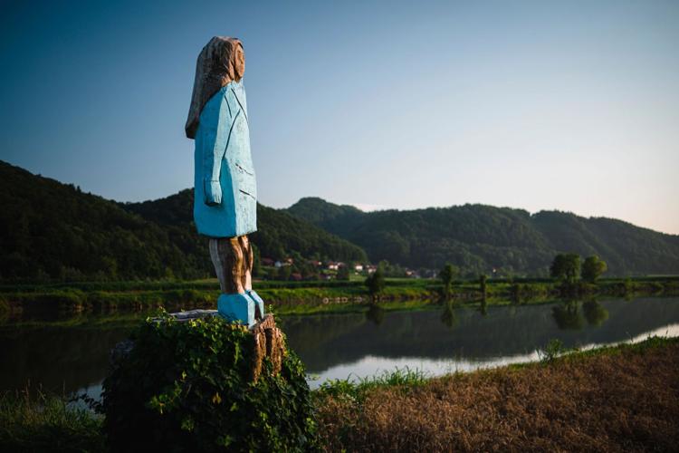 Melania Trump statue in Slovenia removed after being set on fire