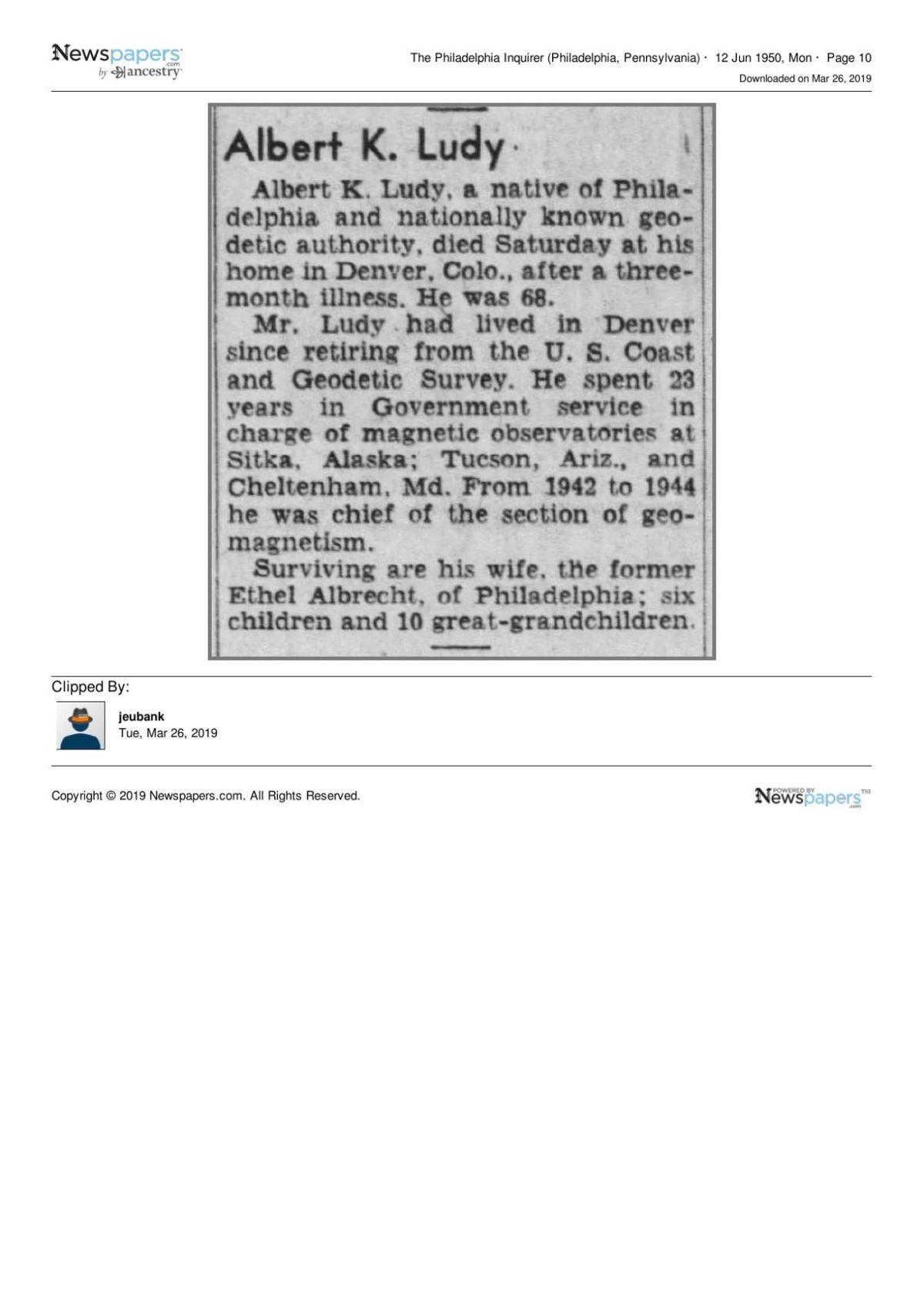 Article from the Philadelphia Inquirer June 12, 1950