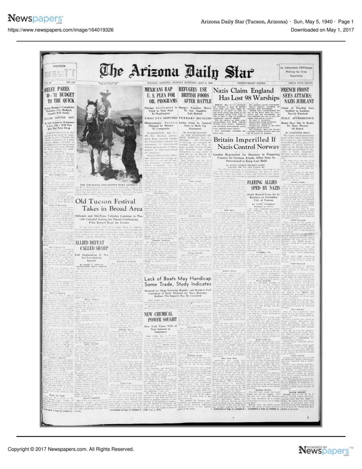 Arizona Daily Star front page May 5, 1940.pdf