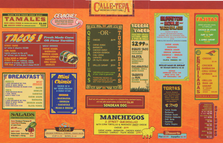 Menu at Calle Tepa