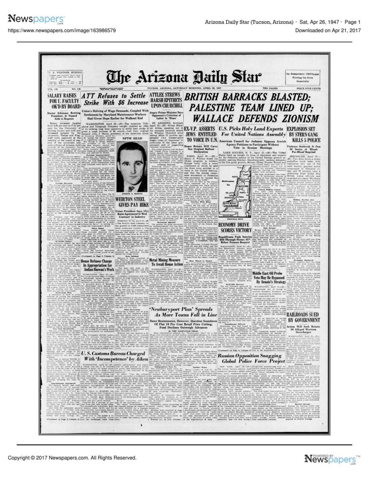 Arizona Daily Star front page April 26, 1947.pdf