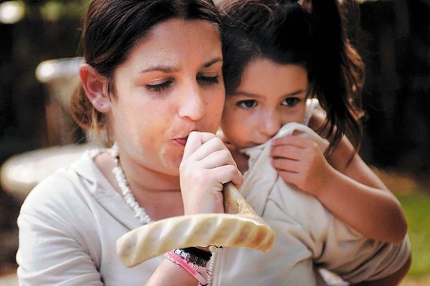 Sounding the shofar  