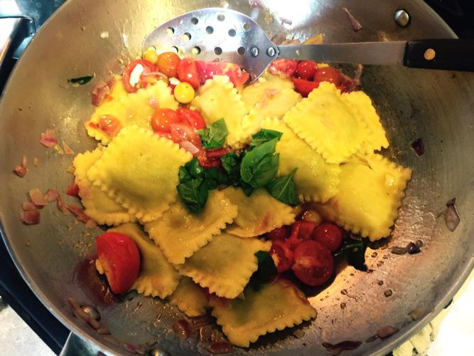 Ravioli with fresh tomatoes and basil