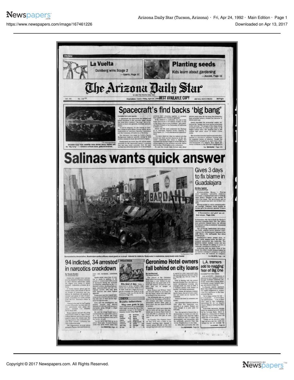 Arizona Daily Star front page April 24, 1992.pdf