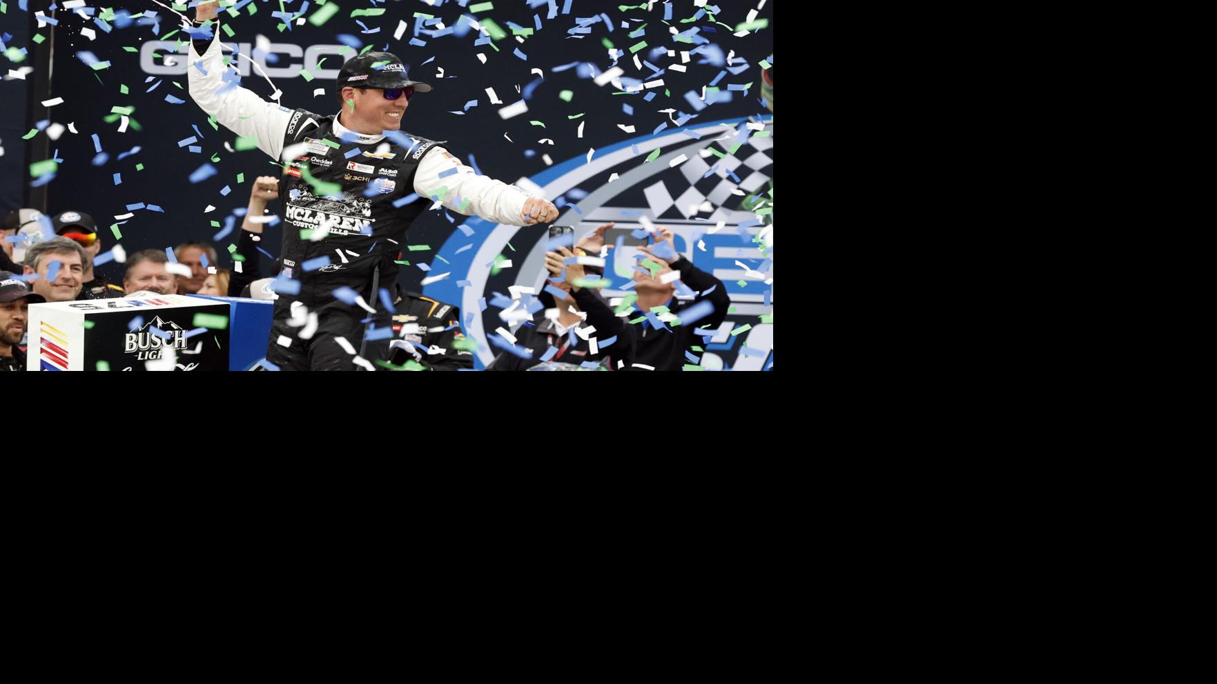 Busch wins under caution at Talladega in double overtime