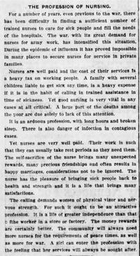 Oct. 22, 1918: Nurses needed (editorial)
