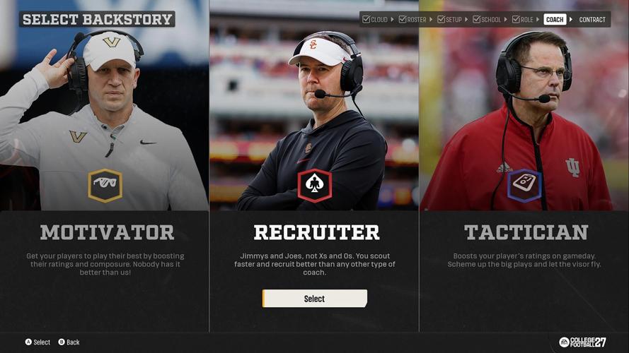 The options of what type of coach to be in dynasty mode of EA Sports College Football 27.