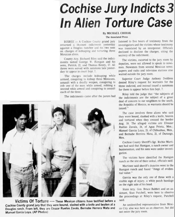 Aug. 28, 1976: Cochise jury indicts 3 in alien torture case