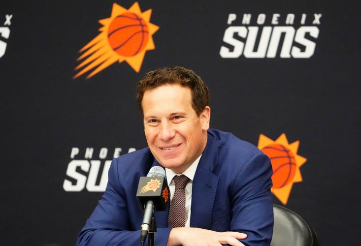 Phoenix Suns owner Mat Ishbia at the end-of-season news conference on April 30, 2026, at Verizon 5G Performance Center in Phoenix.