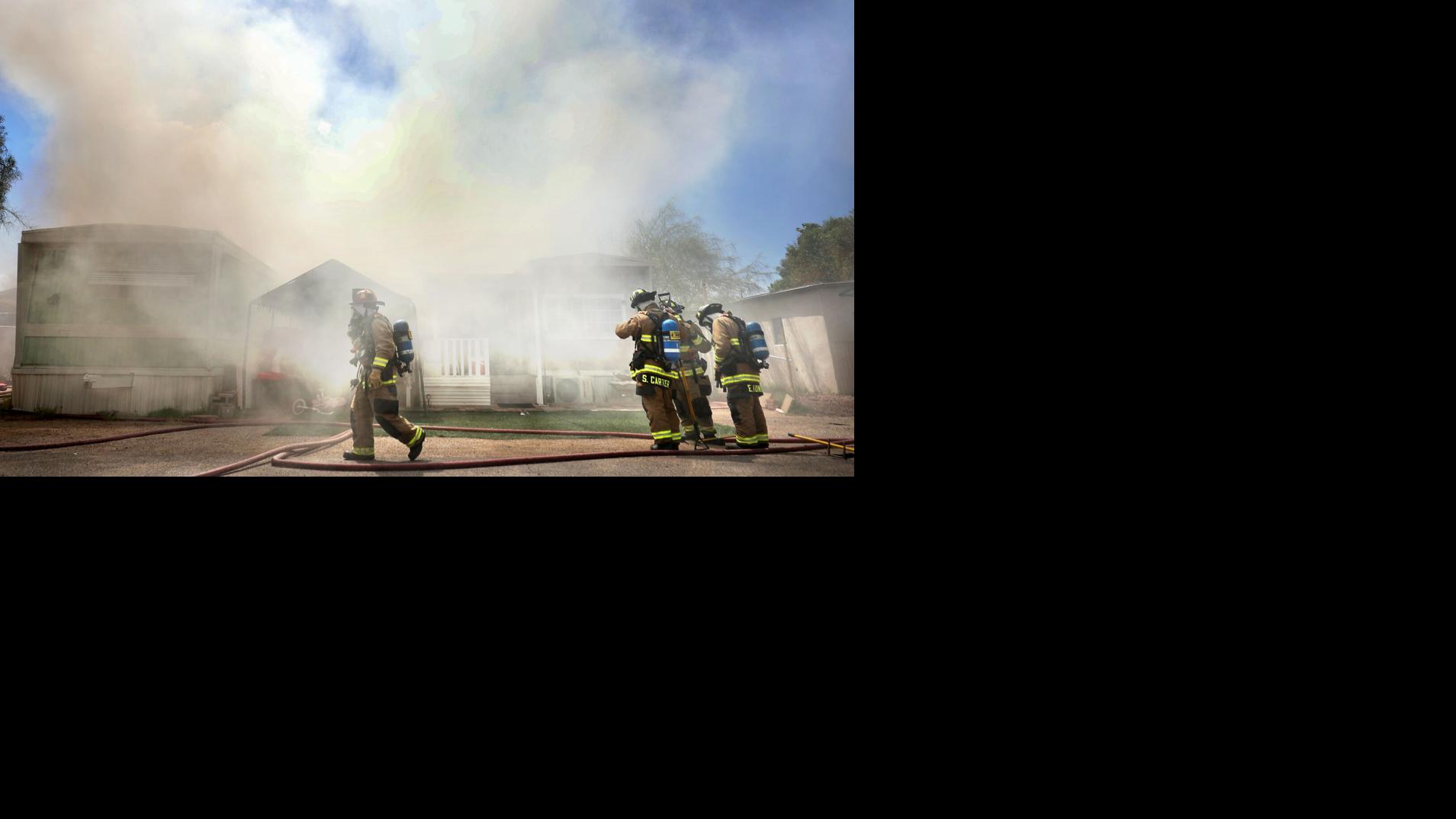 Photos: Fire at mobile home park in northwest Tucson area