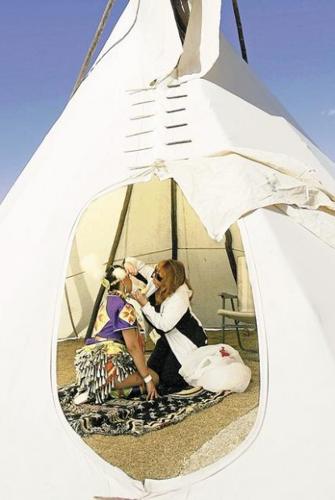Native Americans gather for powwow in the park  