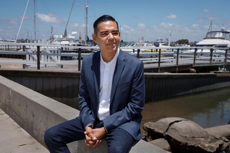 Robert Garcia, a U.S. Democratic representative for California's 42nd congressional district, poses in Manhattan Beach