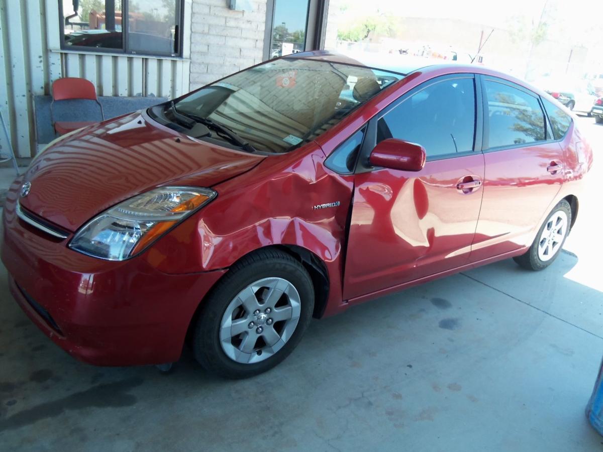 Regina Romero's Prius after hitting a deer